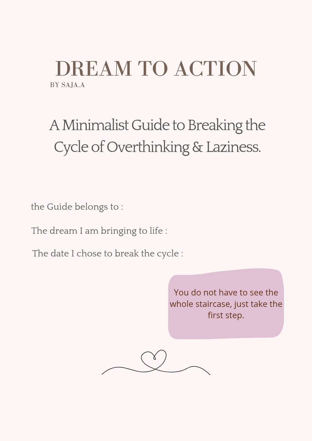 DREAM TO ACTION: A Minimalist Guide & planner to Breaking the Cycle